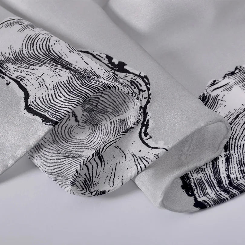 Black grey Women 100%Mulberry Silk Long Scarf 175*52cm