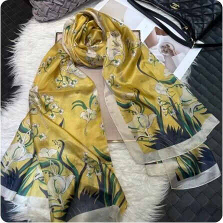 2024 Mulberry Long Silk Scarf 176*110cm