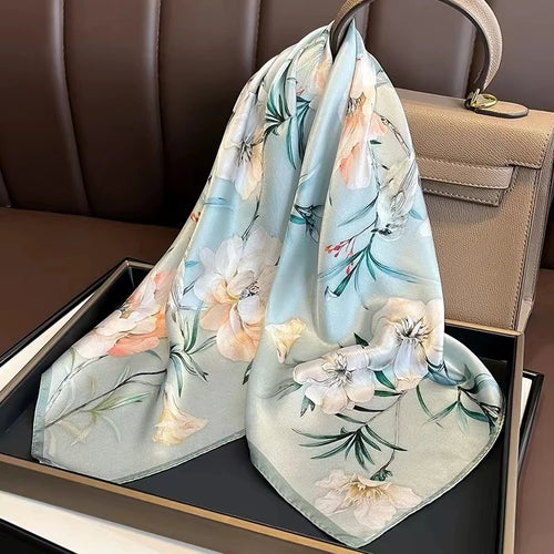 Light Green Natural Silk Scarf 65*65cm