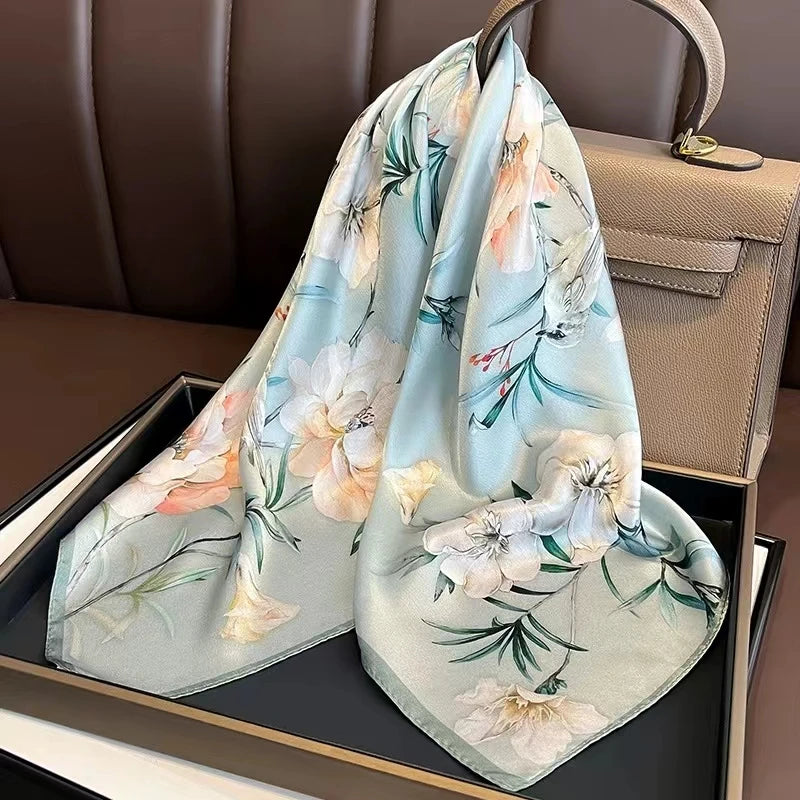 Light Green Natural Silk Scarf 65*65cm