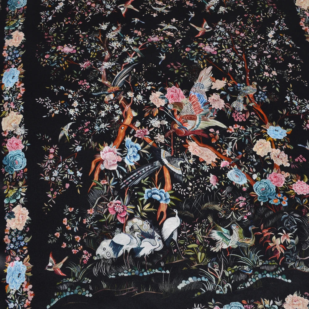 Black white 100% Mulberry Silk Scarf 170*53cm