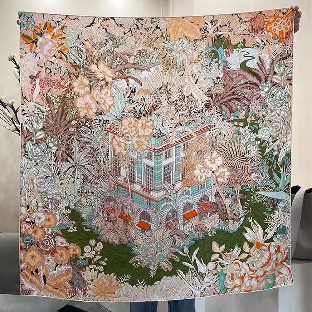 Green Mulberry Silk square Scarf 106*106cm