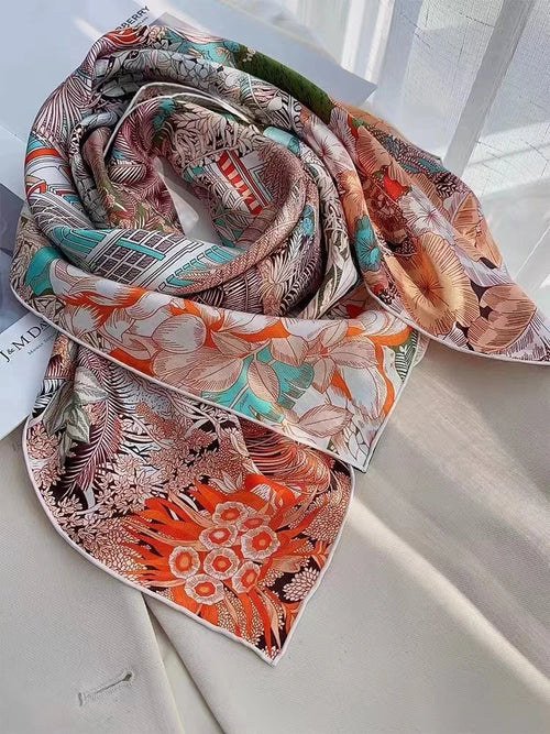 Wine red  women's 100% Mulberry Silk Scarf 106*106cm