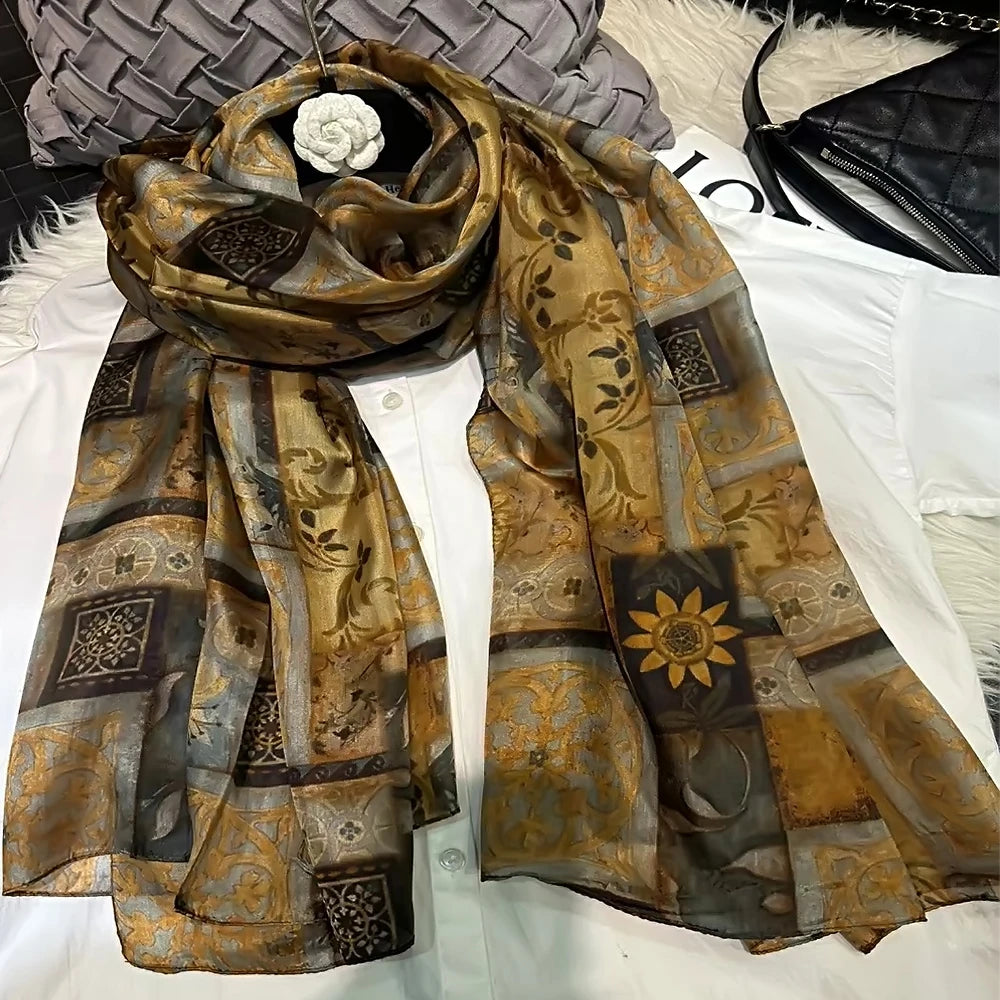 2024 Mulberry Long Silk Scarf 176*110cm