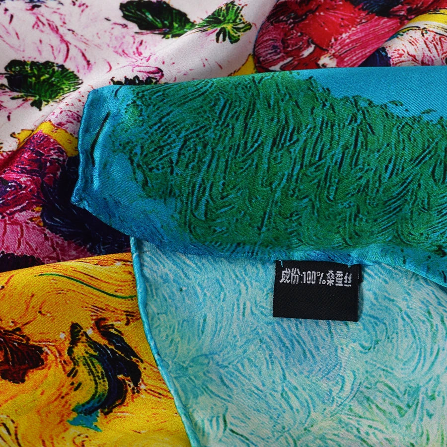 2024-HH Luxury Grey Pink Women Mulberry silk Scarf 175*52cm