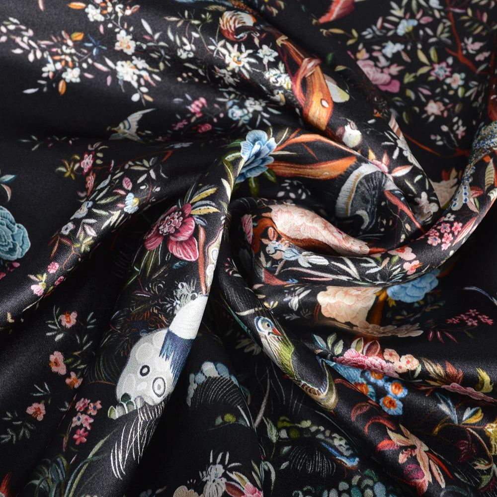 Black white 100% Mulberry Silk Scarf 170*53cm