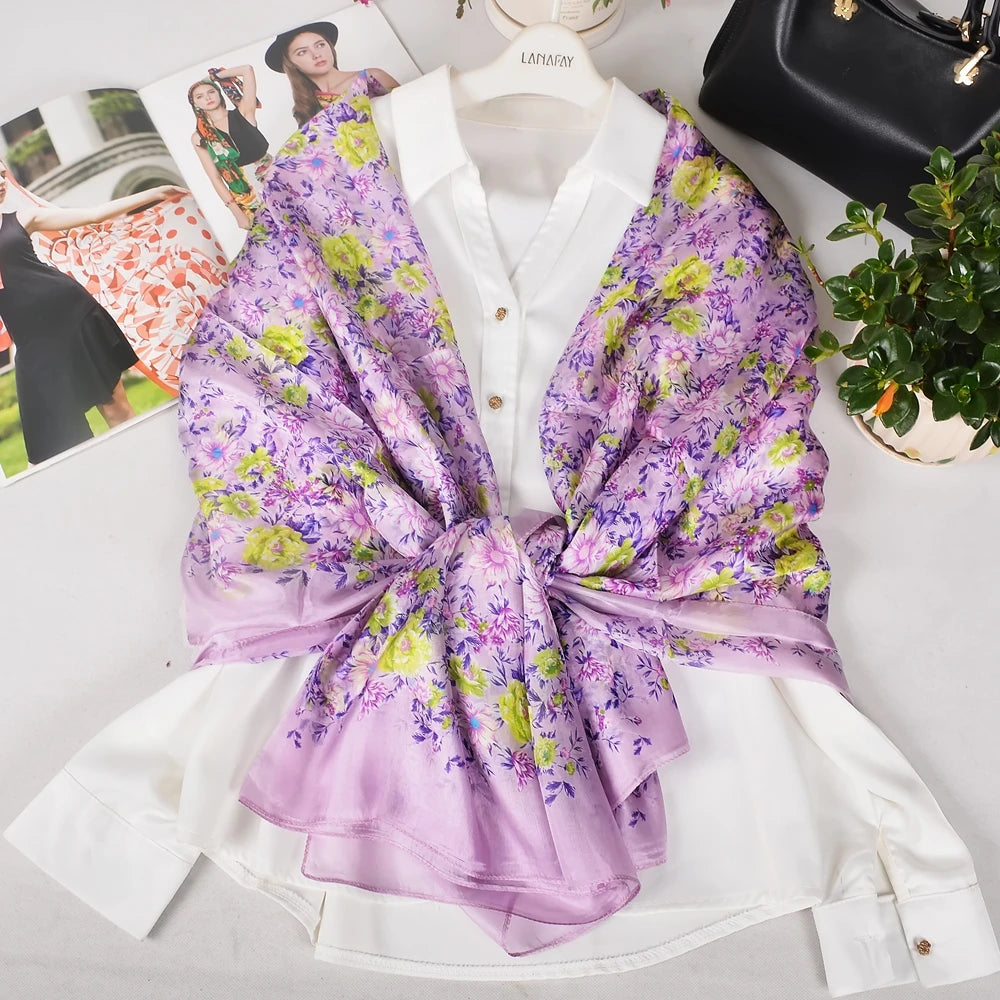 2026 New 100% Mulberry Silk Scarf 176*110cm
