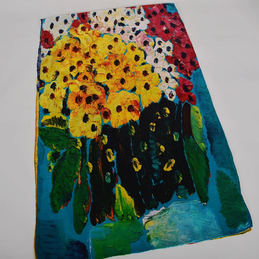 2024-HH Luxury Grey Pink Women Mulberry silk Scarf 175*52cm