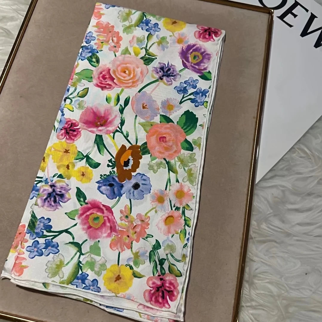 White 100% Silk Twill Scarf 70cm