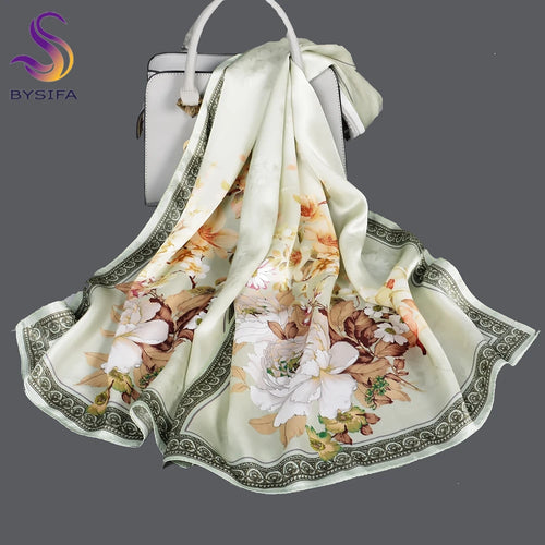 BYSIFA Grey Pink Mulberry Silk Scarf 170*52cm