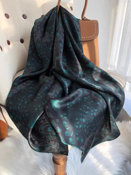 Navy Blue 100% Mulberry silk chiffon scarf 106*106cm
