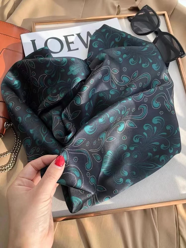 Navy Blue 100% Mulberry silk chiffon scarf 106*106cm