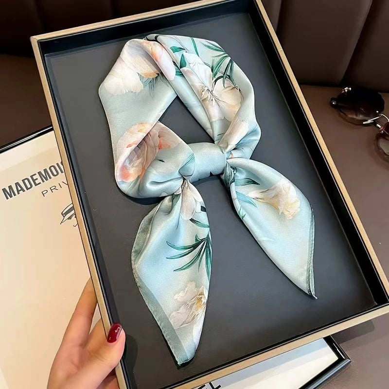 Light Green Natural Silk Scarf 65*65cm