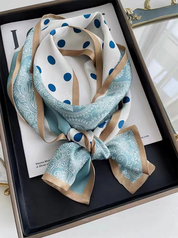 Blue White Long Silk Scarf 155*16cm