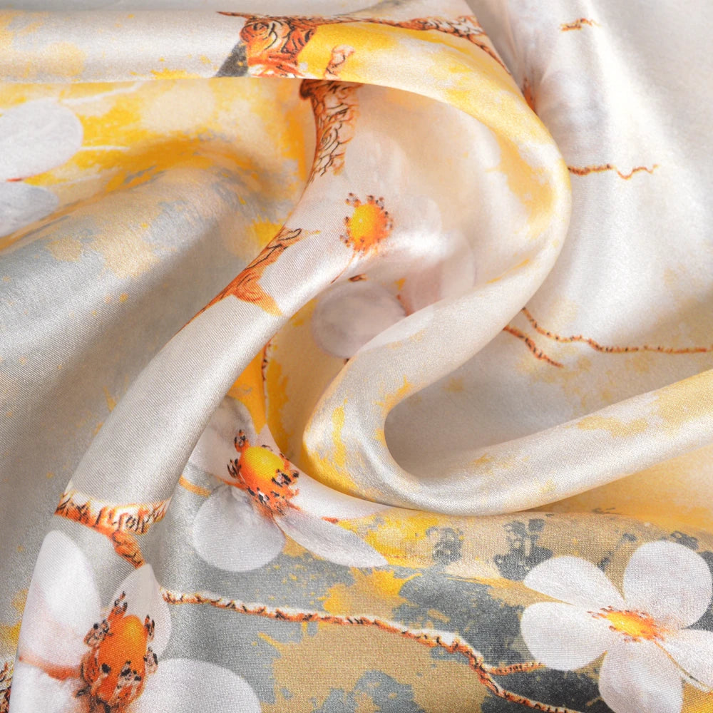 BYSIFA Beige Green 100% Mulberry Silk Scarf 170*53cm