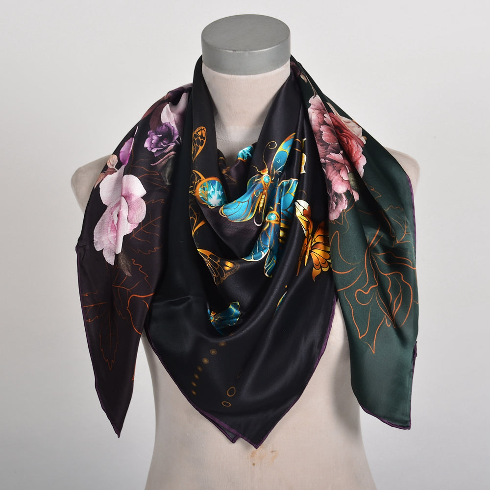 2024 NEW 100% Mulberry Silk Square Scarf 106*106cm