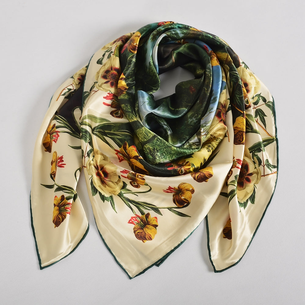 2024 NEW 100% Mulberry Silk Square Scarf 106*106cm