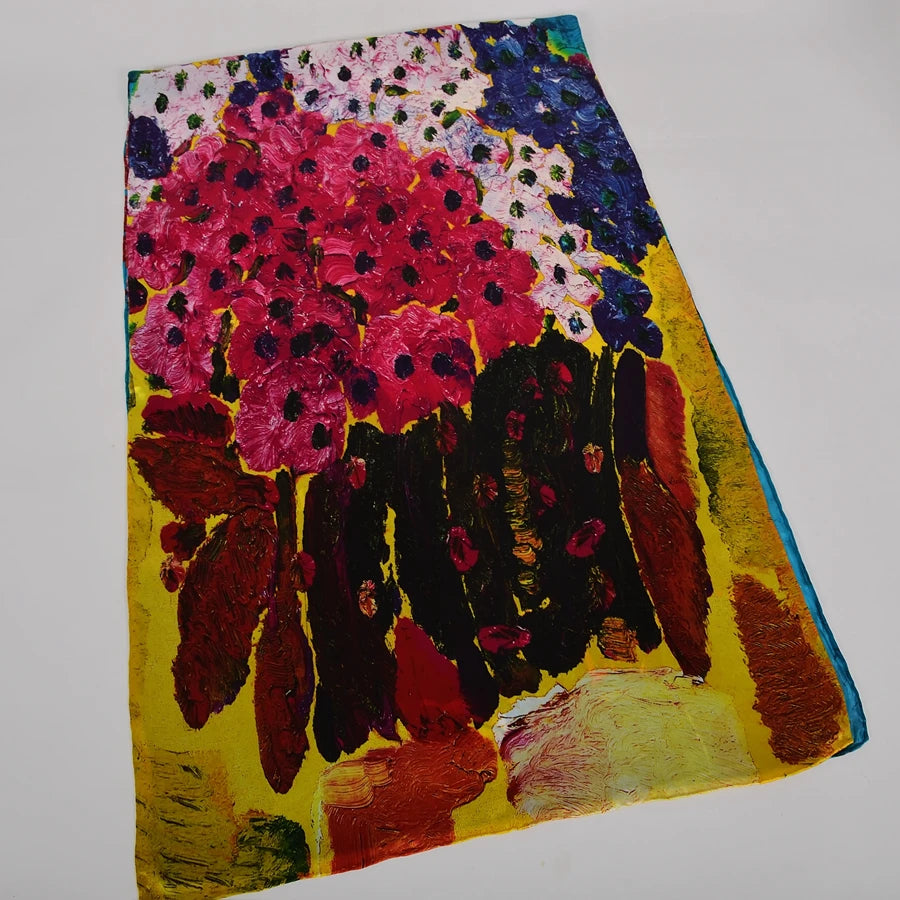 2024-HH Luxury Grey Pink Women Mulberry silk Scarf 175*52cm