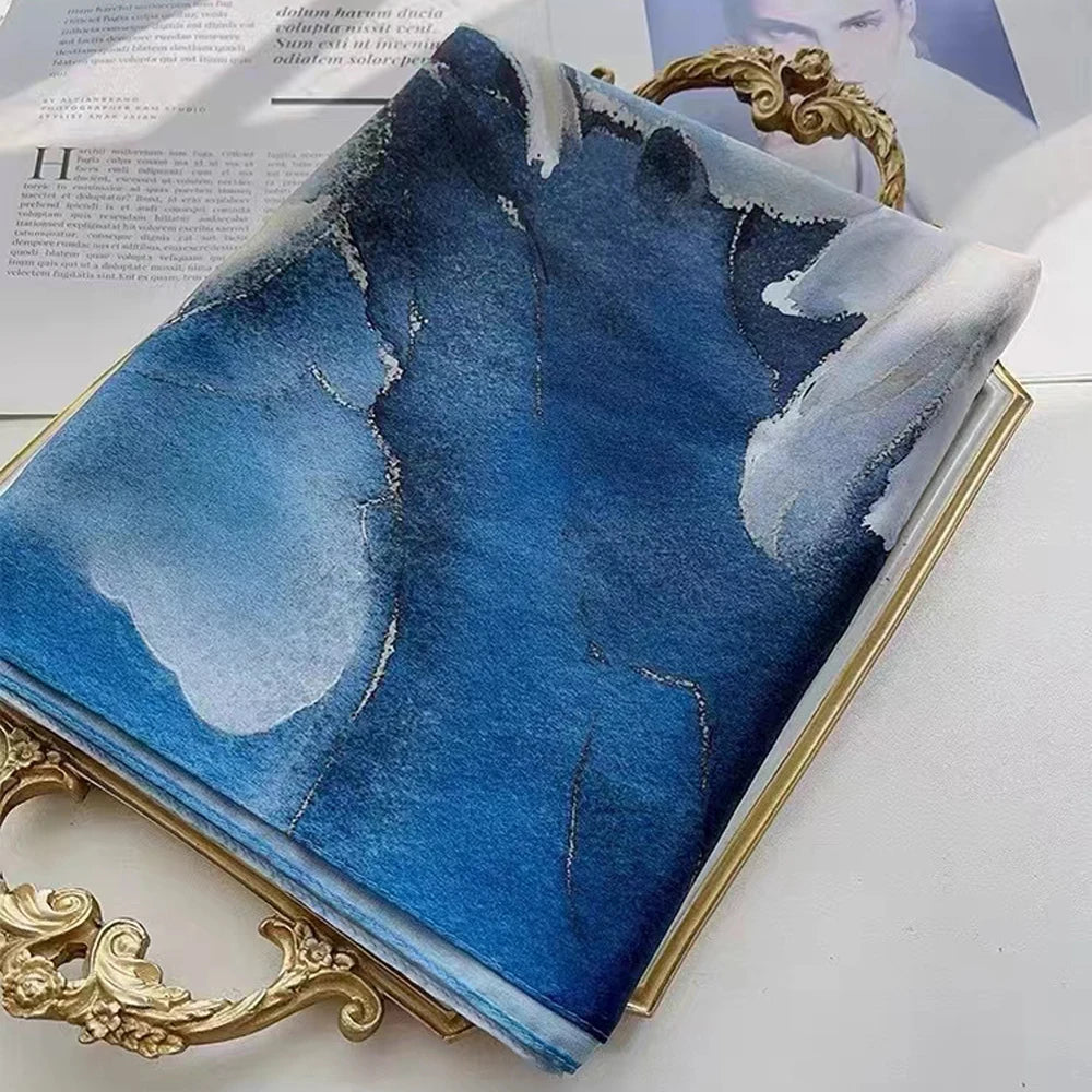 China Style Blue White 100% Mulberry silk Scarf