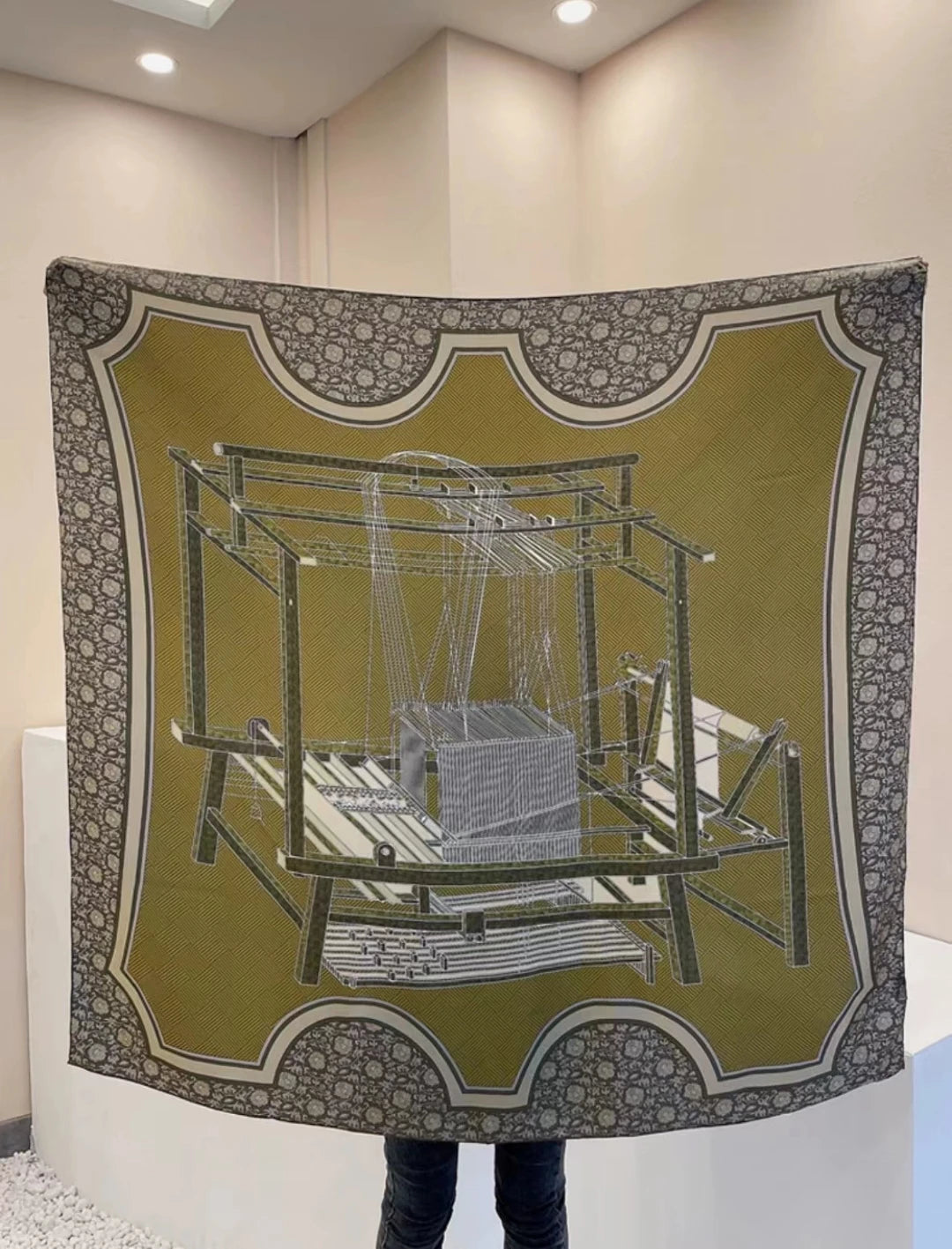 Army Green 100% Mulberry Silk Scarf 106*106cm