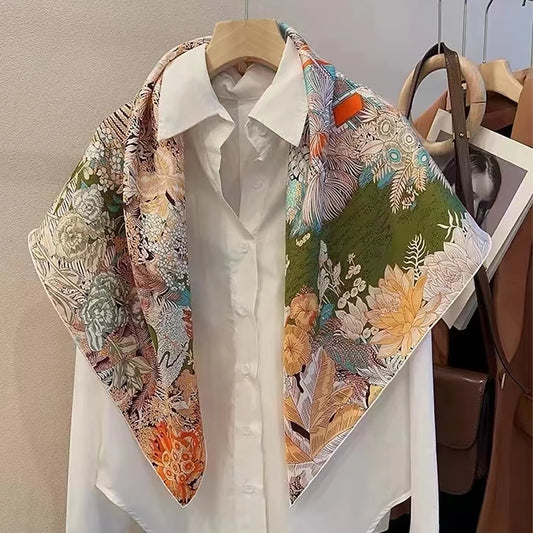 Green Mulberry Silk square Scarf 106*106cm