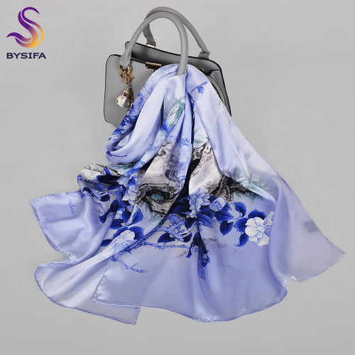 2024-HH Luxury Grey Pink Women Mulberry silk Scarf 175*52cm