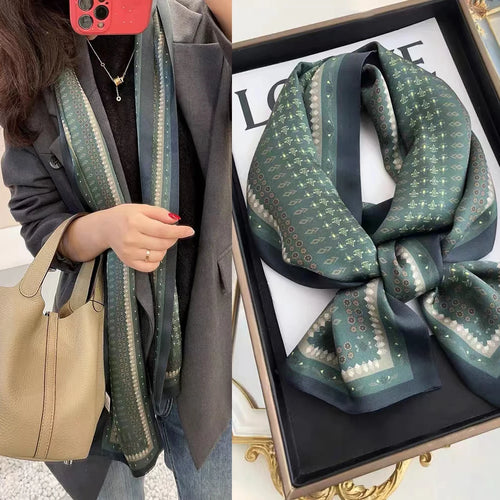 Blue White Long Silk Scarf 155*16cm