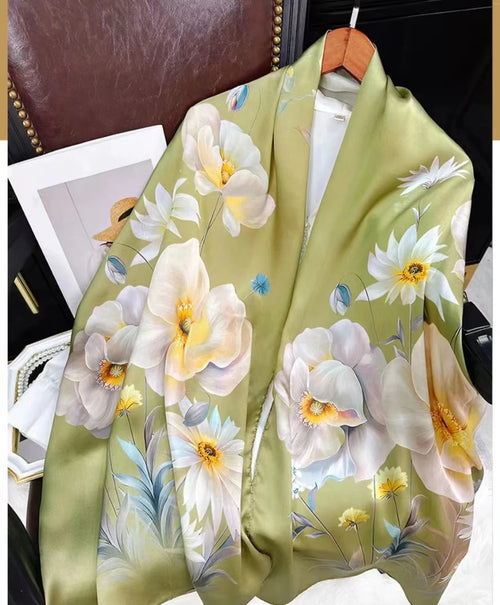 China Style Blue White 100% Mulberry silk Scarf