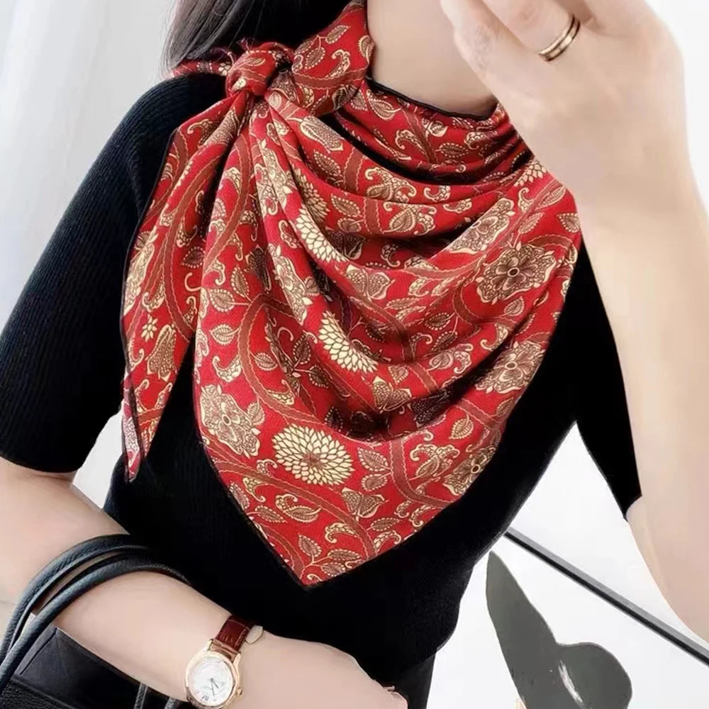 Wine red  women's 100% Mulberry Silk Scarf 106*106cm