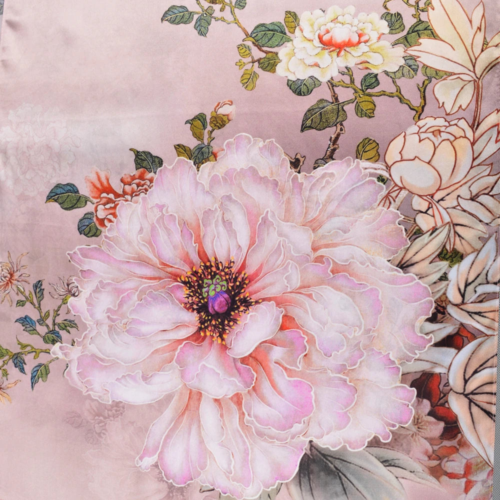 BYSIFA Grey Pink Mulberry Silk Scarf 170*52cm