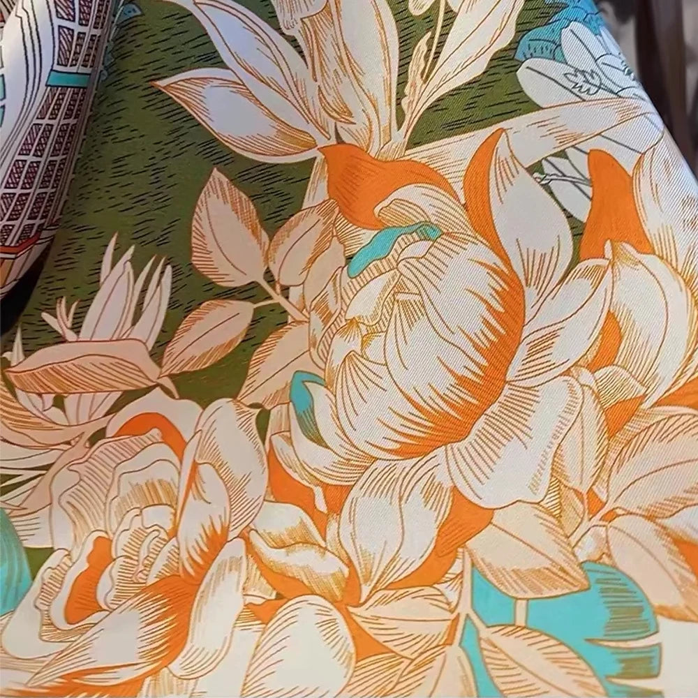 Green Mulberry Silk square Scarf 106*106cm