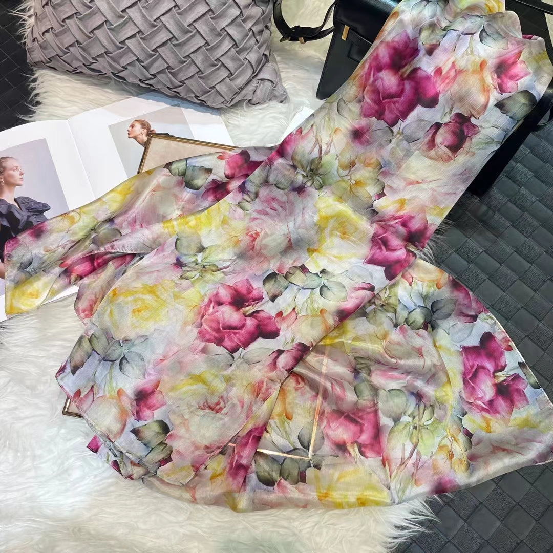 Bysifa Light Blue 100% Mulberry Silk Scarf 176*110cm