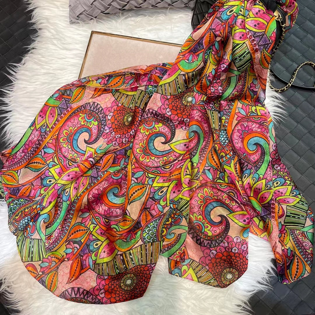 Bysifa Light Blue 100% Mulberry Silk Scarf 176*110cm