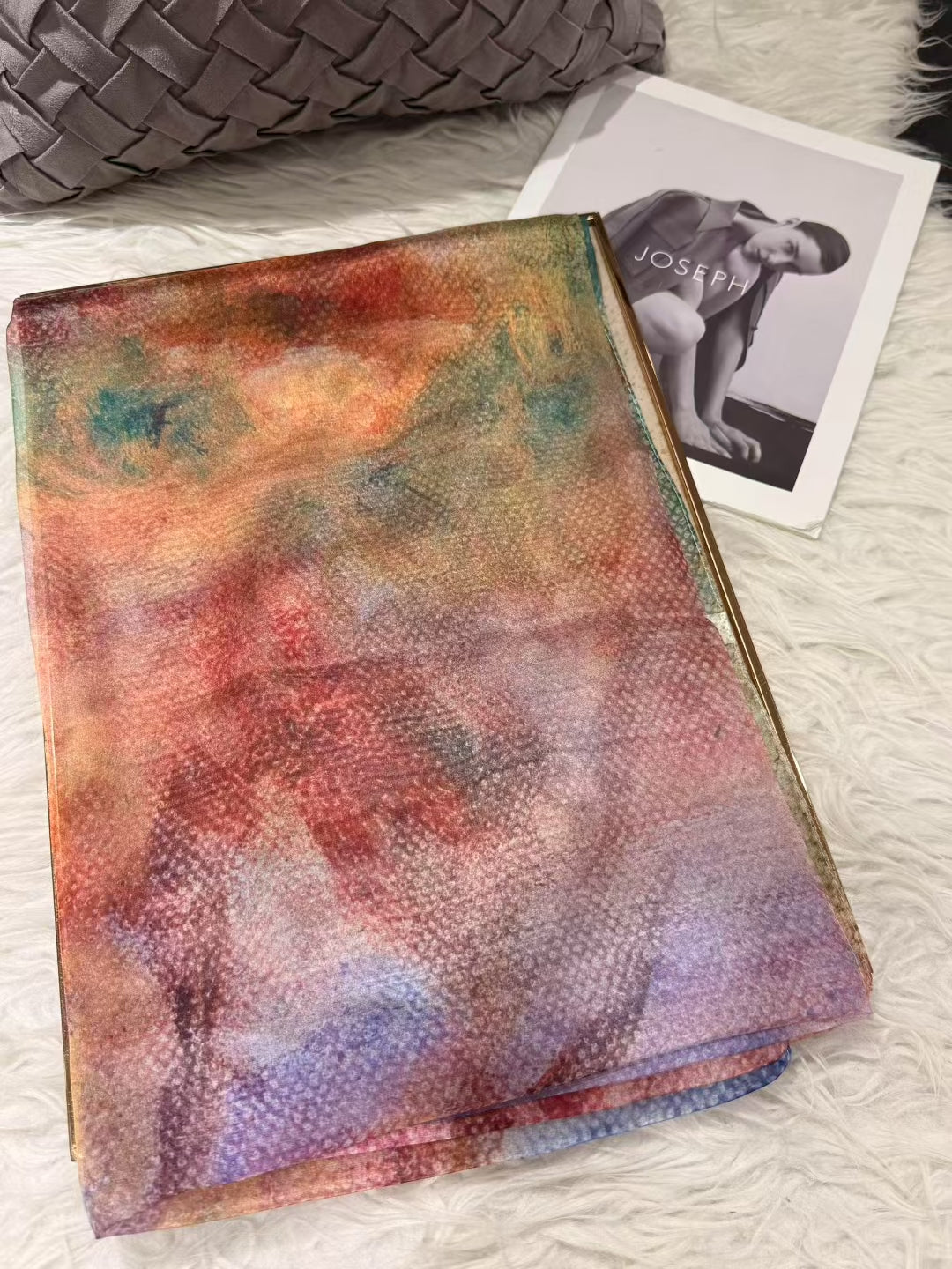 2024BH Long Mulberry Silk Chiffon Scarf 180*110cm